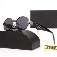 ​​2025 New Luxury Round Frame Sunglasses Black with Gold Triangle Accent - High-End Dark Lenses & Premium Black Storage Case