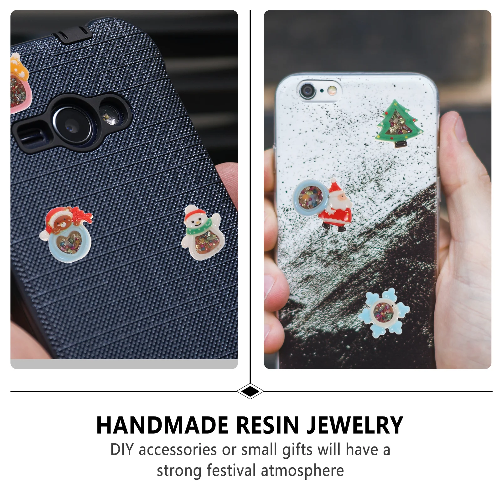 

20 шт. миниатюрных рождественских украшений из смолы со стразами, декоративные подвески для рукоделия, заколок для волос, чехлов для телефонов, ювелирных изделий