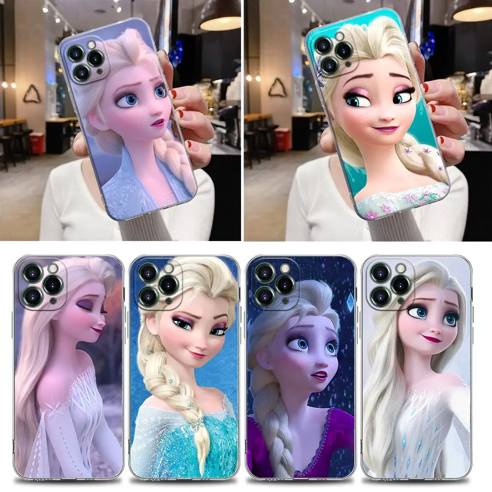 

Disney Frozen Elsa Cartoon Clear Case For iPhone 16 15 14 13 12 11 Pro Max Mini Xs XR X 7 8 Plus 6 Cover For iphone 16 Pro Case