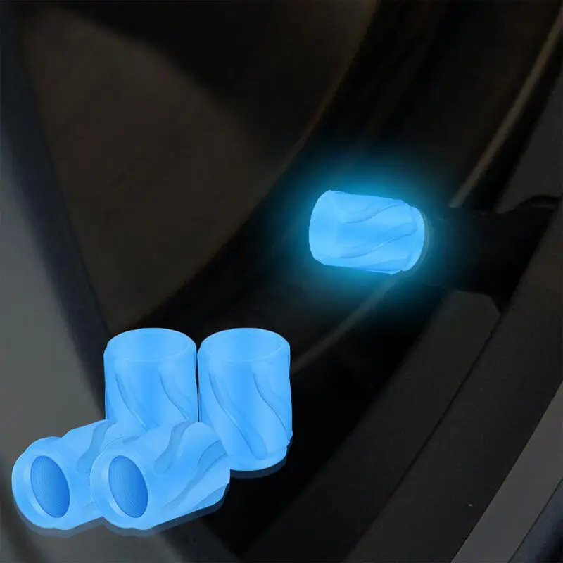 Glow In The Dark Tire Valve Caps Motorcycle Glow 4x Tire Valve Stem Caps Tire Air Caps Cover Decoration Accessories Riding