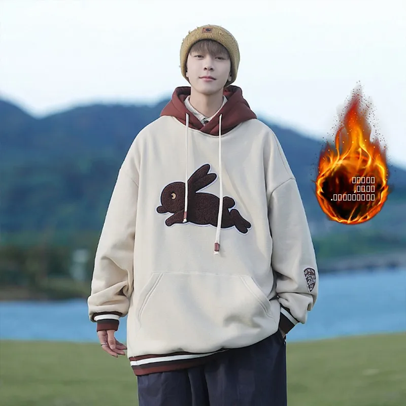 

Утепленная зимняя толстовка-худи мужская, на флисовой подкладке, теплая верхняя одежда, повседневная молодежная модель в американском стиле