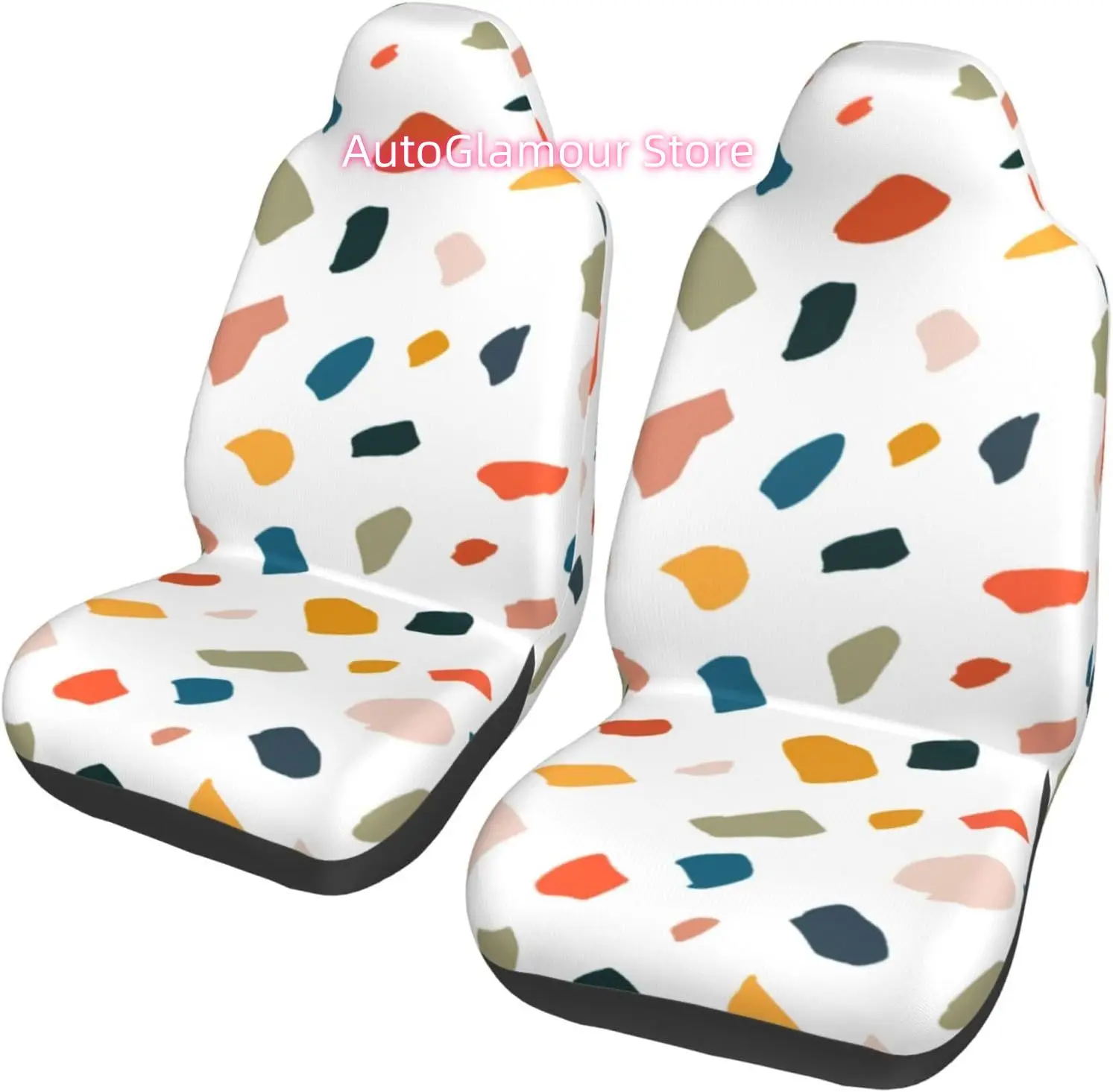 Terrazzo 2-Piece   Seat Cover Complete Set - Elastic Seat Protection Cover for Cars, Trucks, Suvs, and Trucks