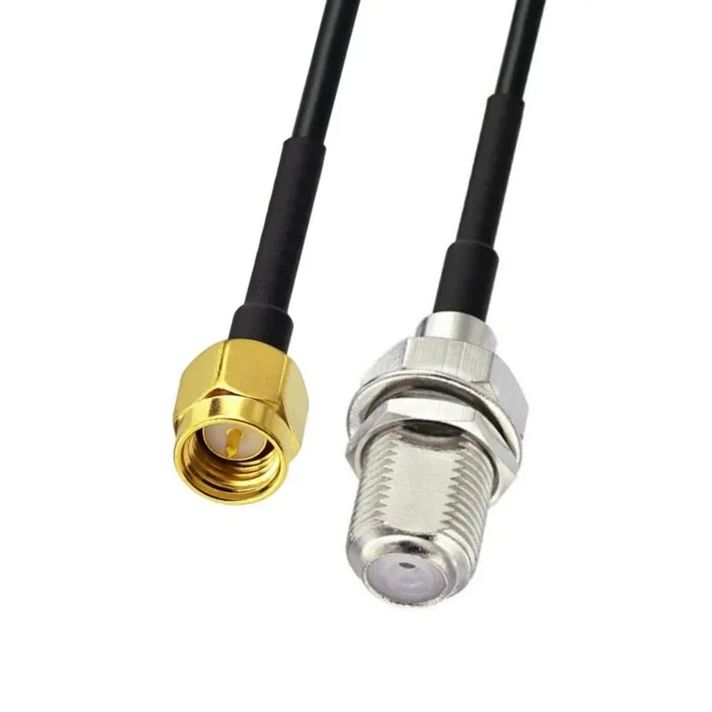 JXRF SMA to F adapter RF coaxial cable assembly, SMA male to F female/F male RG174 tail fiber jumper for RF applications