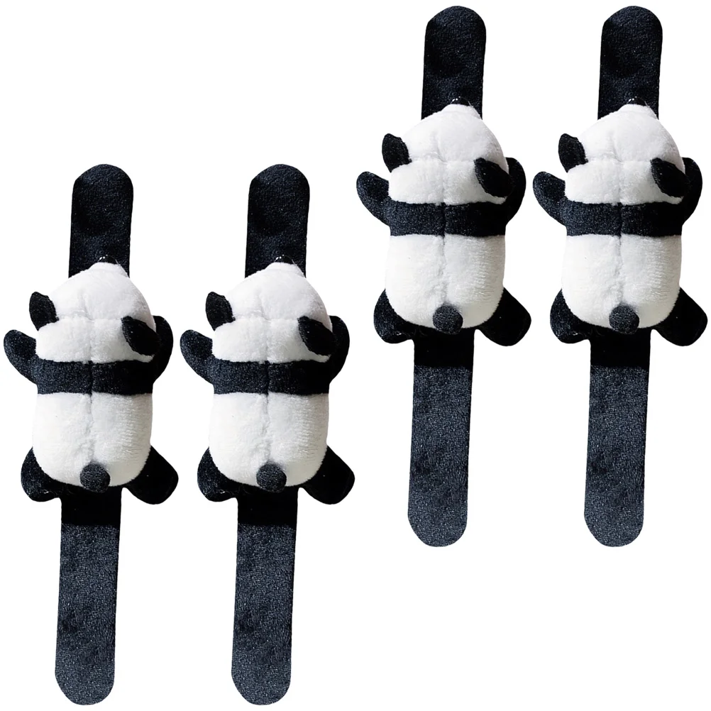 4 Pcs Panda Wristband Stuff Animal Bracelet for Kids Cartoon Slap Bracelets Child