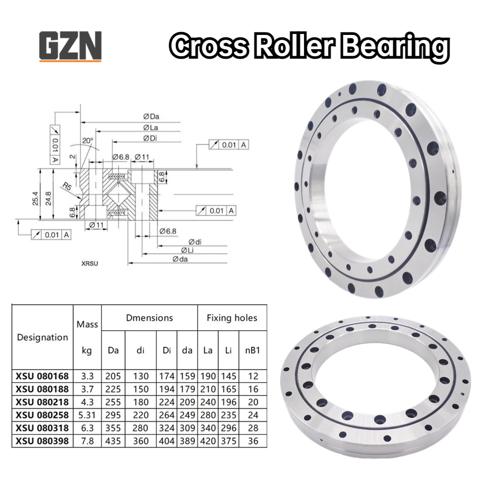 Imagem -03 - Thin-wall Precision Cross Roller Bearing Rolamento de Disco Rotativo Robot Joint Xsu080188 150*225*254 mm 1pc