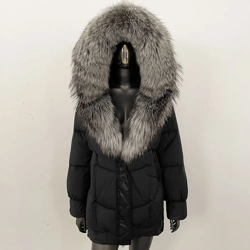 

2025 New Winter Clothing Women Real Fox Fur Goose Down Coat Warm Hooded Natural Fur Puffer Jacket Female Fashion Clothes