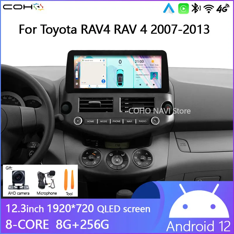 

12.3inch Android12 For Toyota RAV4 RAV 4 2007-2013 Car Radio Gps Navigation 7862s 8-core 8+256G 1920*720 carplay Android Auto