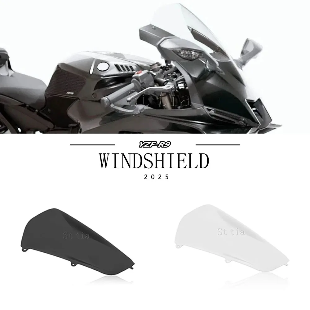 

For YZFR9 2025 YZF-R9 2025 YZF-R9 Motorcycle Windscreen Windshield Visor Deflector Touring Sport Black