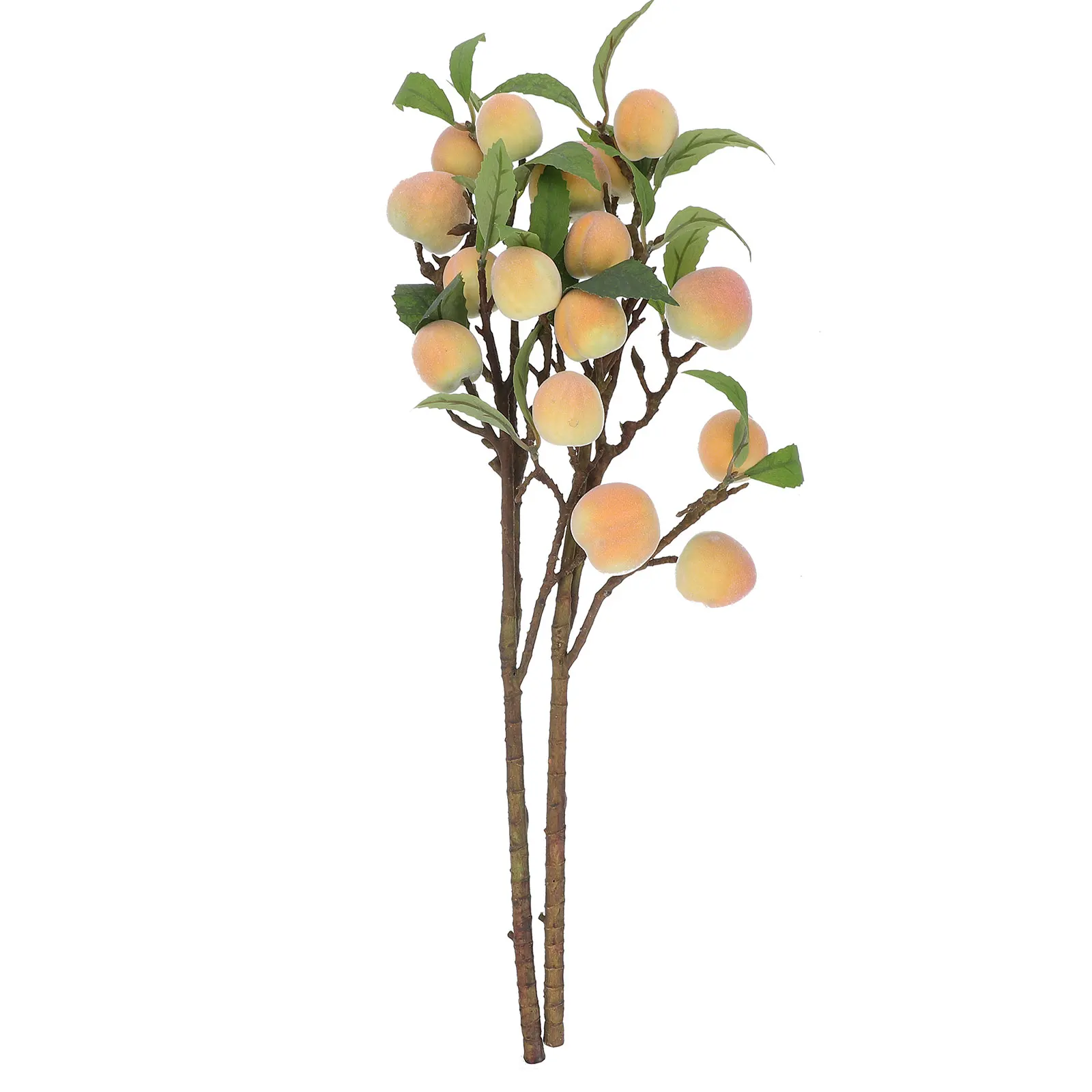 

2 Pcs The Flowers Artificial Peach Fake Branches with Fruit Decoration Foam Stems