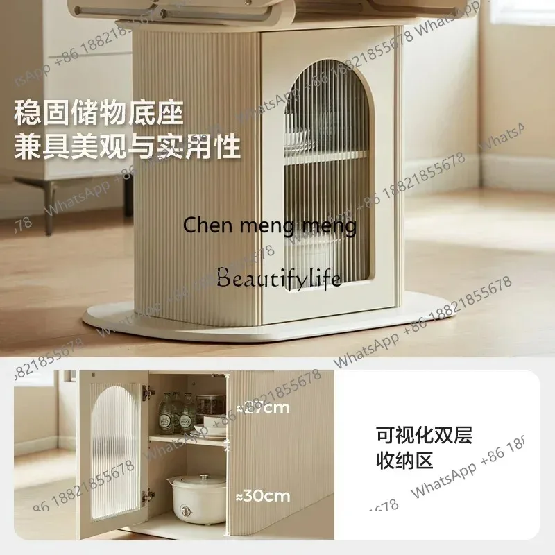cn8350 style  French cream wind small rock slab dining table household retractable variable round table ss 8617