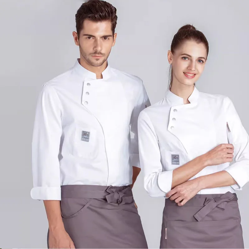 Veste de cuisinier professionnelle et casquette de cuisine, ensemble uniforme de travail de cuisine de service alimentaire, Costume de Chef de Restaurant, vêtements de travail de boulangerie et de café