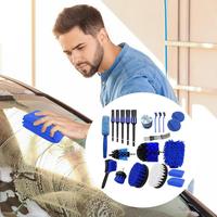 Car Cleaning Brush Set 30pcs Automotive Interior Brush Wet And Dry Brushes With Car Detailing Drill Brush High-Density Bristles