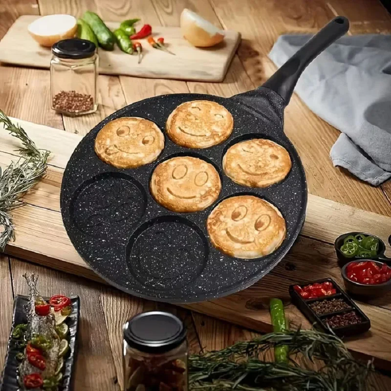 

Aluminum Alloy Smiley FaceWafflePan 7 Cup Non-stick Mini Pancake Maker Crepe Frying Griddle Cooker Kitchenware Pancake Pan