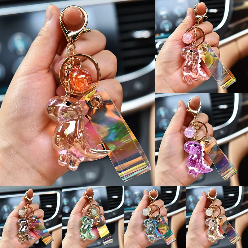 New Creative Cartoon Cute Dinosaur Doll Keychain Acrylic Animal Charm Pendant