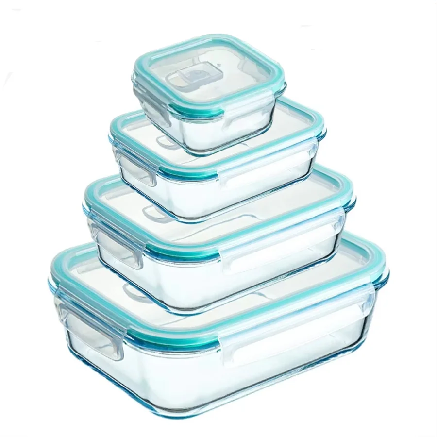 Glass Meal Prep Containers Lunch Box, Food Storage Containers with Locking Lids, Airtight Bento Box, Microwave Oven, Dishwasher