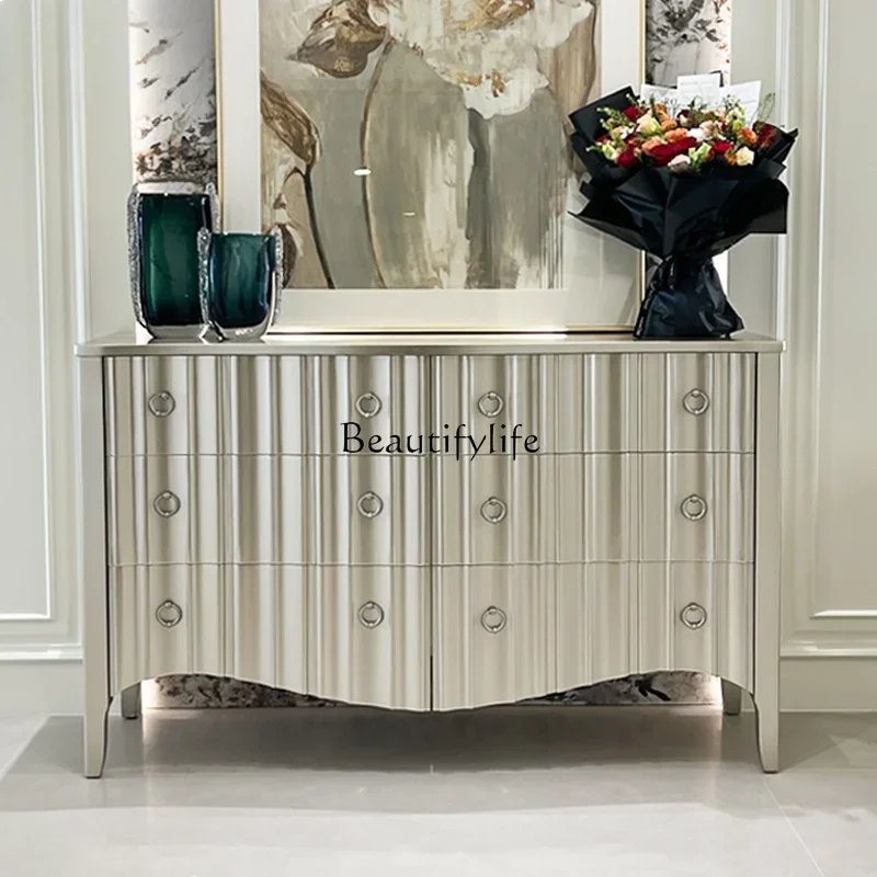 

yj21 French Style Light Luxury Solid Wood Six-Drawer Cabinet Simple Sideboard Storage Decorative Cabinet