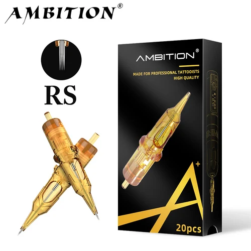 Imagen 1 del producto Ambition Glory RS-agujas de cartucho de tatuaje, sombreador redondo, 0,35mm, 0,3mm, 3RS, 20 piezas SMP y semipermanente para paquete de Color y sombra