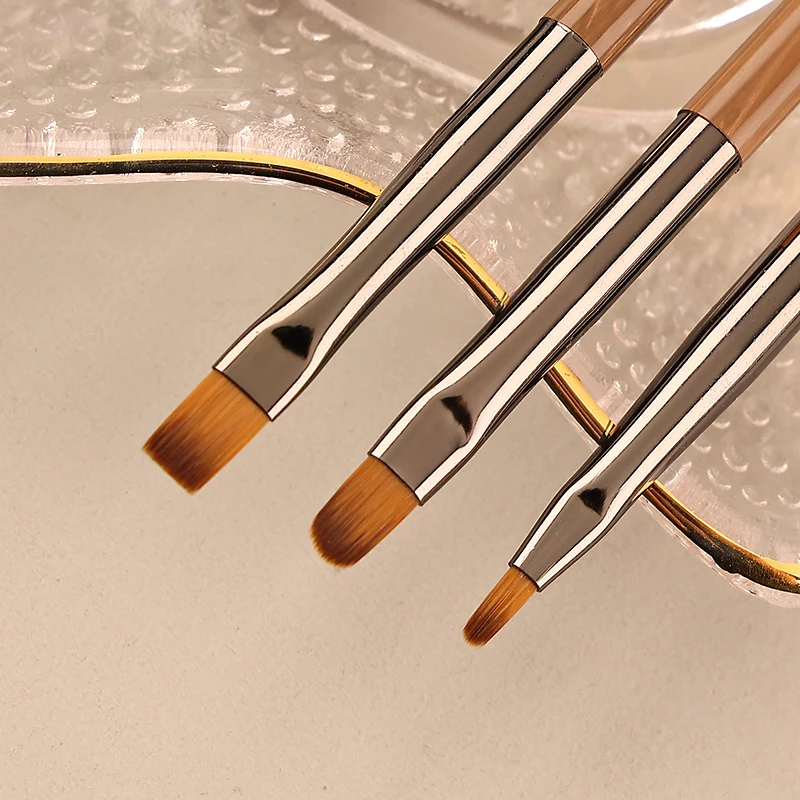 3개입 양면 네일 아트 브러쉬 세트 글루 UV 젤 얇은 라이너 플랫 브러쉬 듀얼 디테일 브러쉬 드로잉 펜 네일 도구 매니큐어용