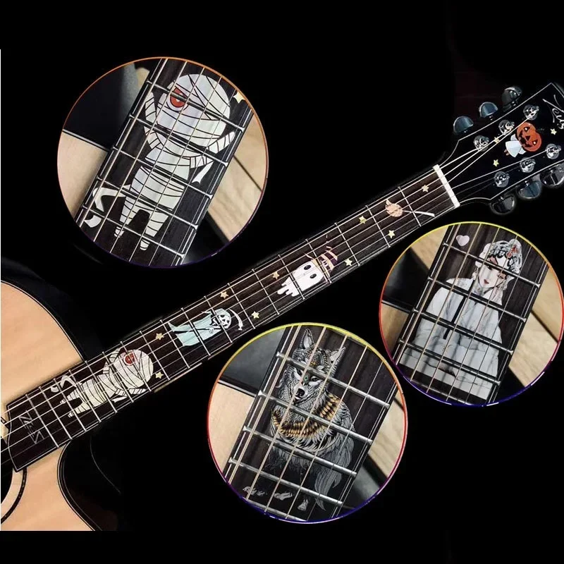 Hot Selling DIY Guitar Fingerboard Inlay Sticker Guitar Neck Headstock  Decals Space Series Guitarra Ukulele Inlay Sticker