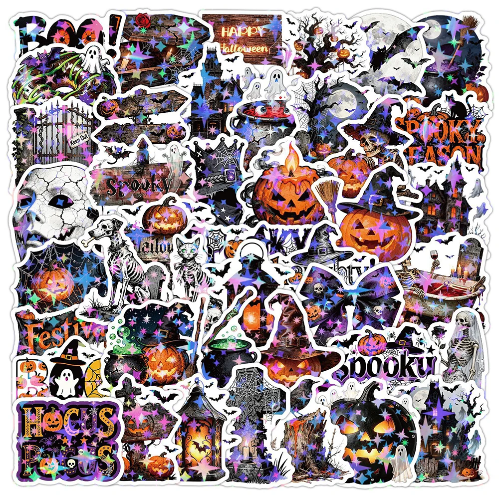 10/30/50pcs Dark Horror Halloween Cool Pumpkin Stickers DIY Bottle Phone Notebook Gothic Style Skeleton Cartoon Waterproof Decal