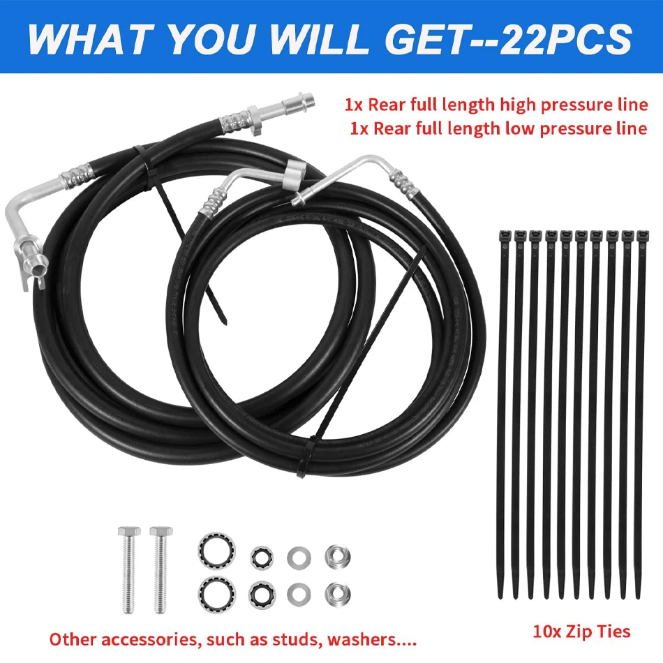 TML YTE33439 Rear AC Line Set Air Conditioning Hoses Fit for 2007-2014 Chevy Tahoe, Yukon, Escalade Short Wheelbase SUV (22PCS)