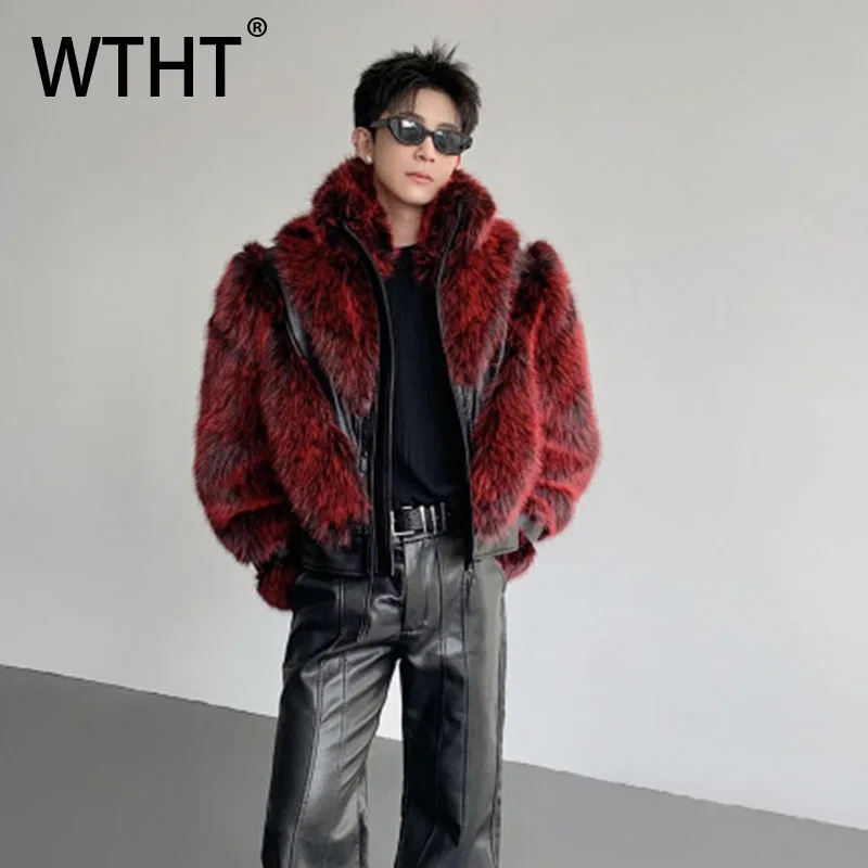 معاطف رجالية عصرية من الجلد بتصميم حافة لدغ من WTHT سترات عصرية ذات ياقة ثابتة ملونة للرجال لخريف 2025 2A2066 #1