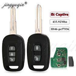 Jingyuqin kluczyk samochodowy z pilotem 433Mhz ID46 dla chevroleta Captiva Opel Antara 2/3 przyciski Auto Keyless Fob z chipem pcf7936