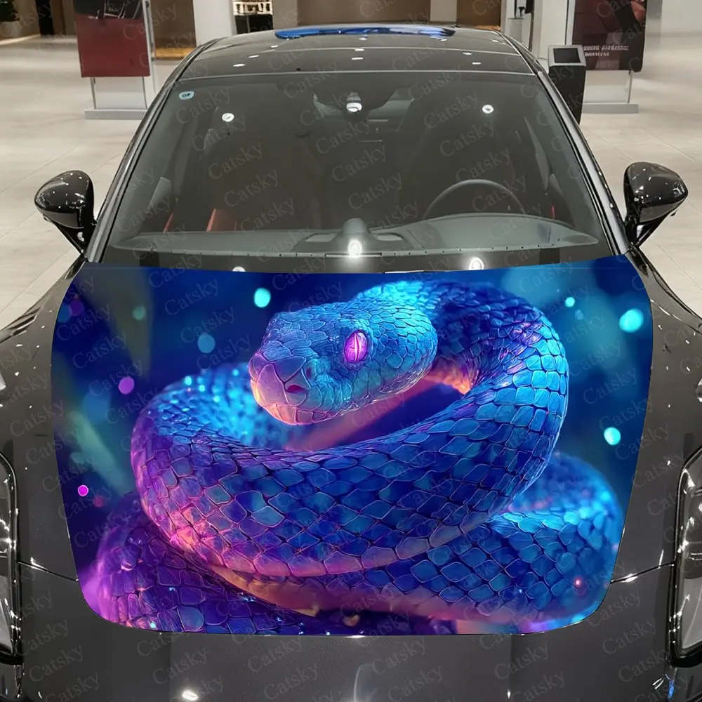 

Mystical Glowing Blue Snake Car Hood Wrap Color Vinyl Sticker Truck Graphic Bonnet Auto Accessories Decor Protect Decal Gift