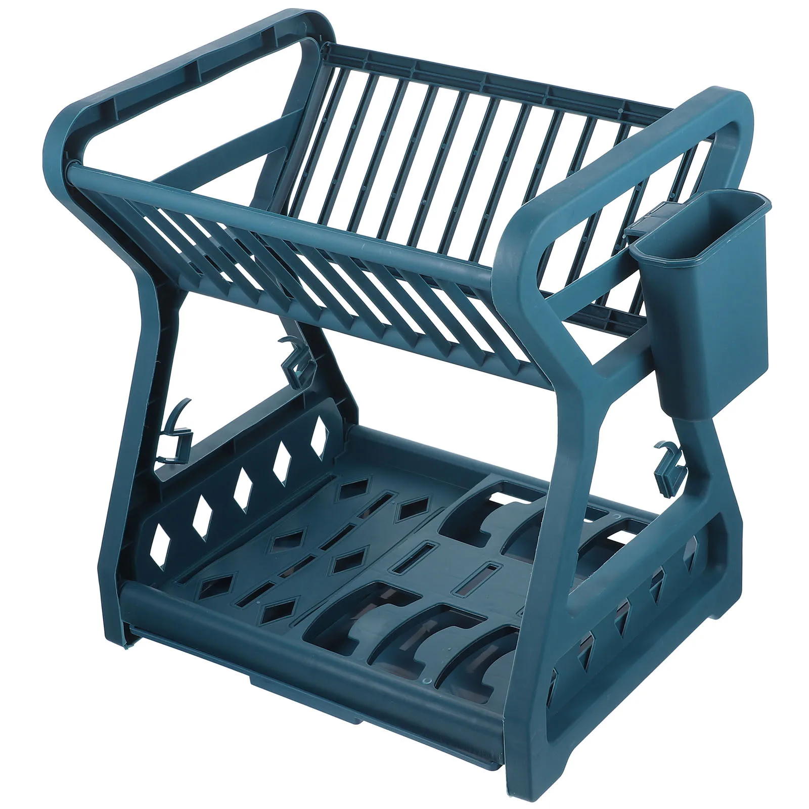 

Kitchen Dish Drying Rack Multifunctional Plastic 2-Tier Storage Shelf Countertop Utensil Holder Dish Drainer Kitchen Organizer