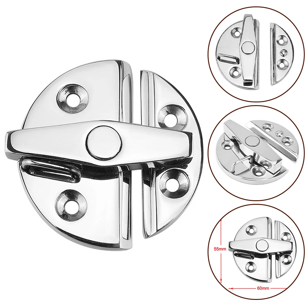 Car Boat Door Catch Latch 180° Marine Cabinet Lock 316 Stainless Steel Round -Twist Lock Round Marine Boat Door Catch Latch