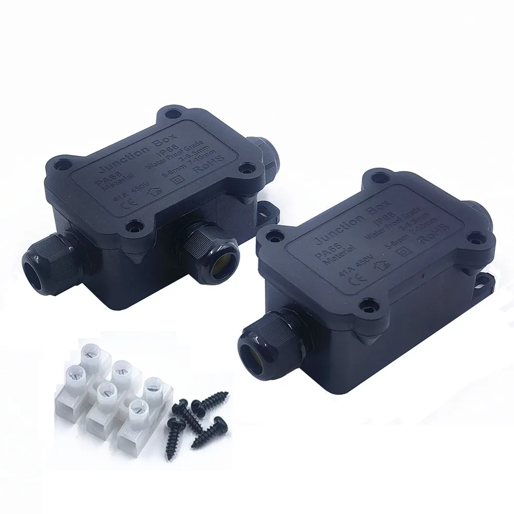 IP68 Waterproof Junction Box 2/3 Way Outdoor Cable Connector, Electrical Box with Wire Connectors for Garden Landscape Lighting