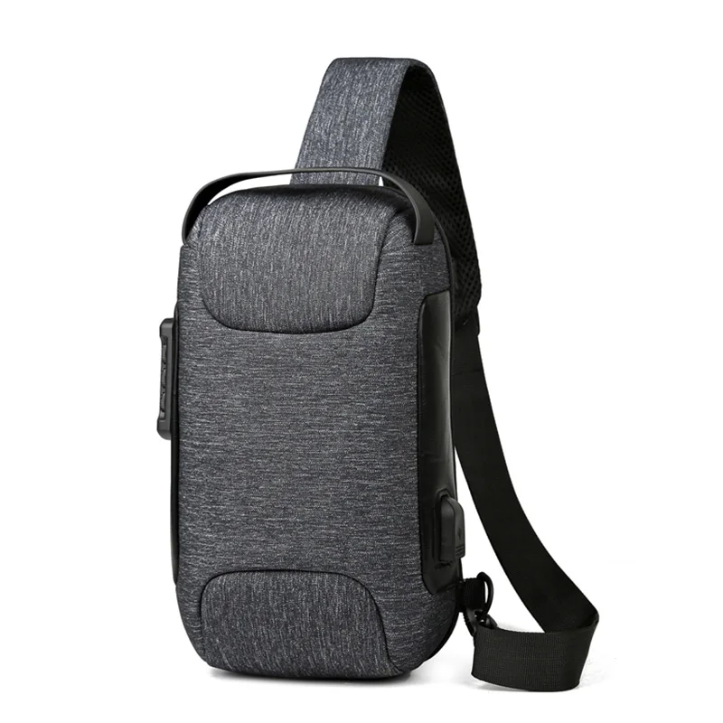 حقيبة صدر عملية للجنسين من النايلون خفيفة الوزن مع قفل مضاد للسرقة ومنفذ USB حقيبة حبال متعددة الجيوب للتنقل والسفر #1