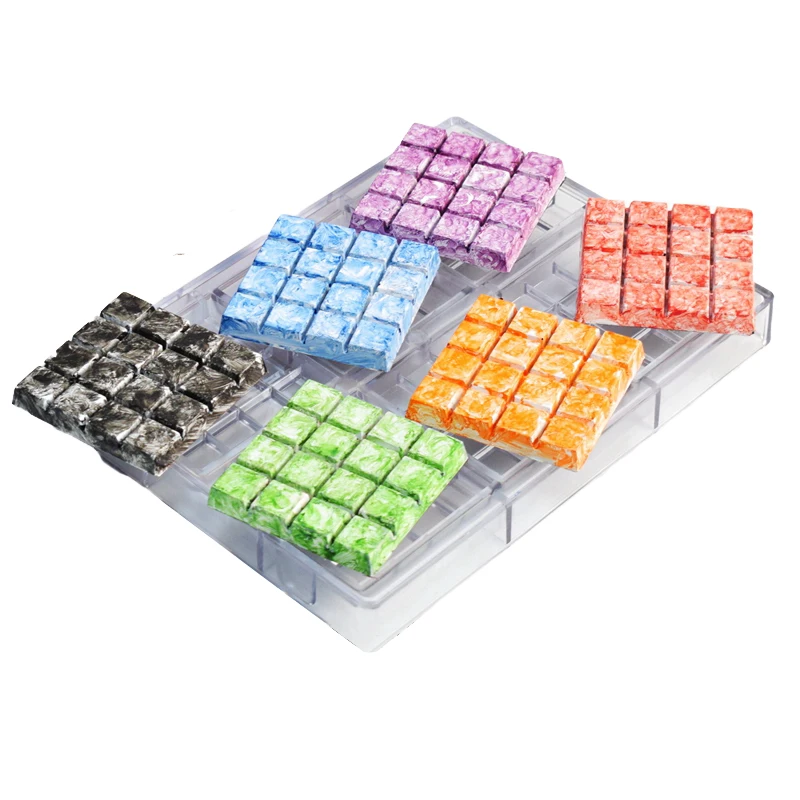 6 Cells Square Grid Choc Moulds Polycarbonate Chocolate Molds Durable Confectionery Baking Tools Transparent PC Candy Bake Tray