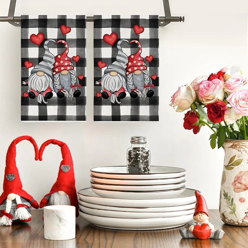 2Pcs, Black and White Checkered Dwarf Kitchen Towels, 40Cm*60Cm Towel Set, Super Absorbent Soft Cleaning Cloth, Cooking and Baking Tea Towel, Hand Towel, Cleaning Cloth, Dishcloth, Kitchen Decoration, Living Room Decorations, Kitchen Essentials, Home Essentials