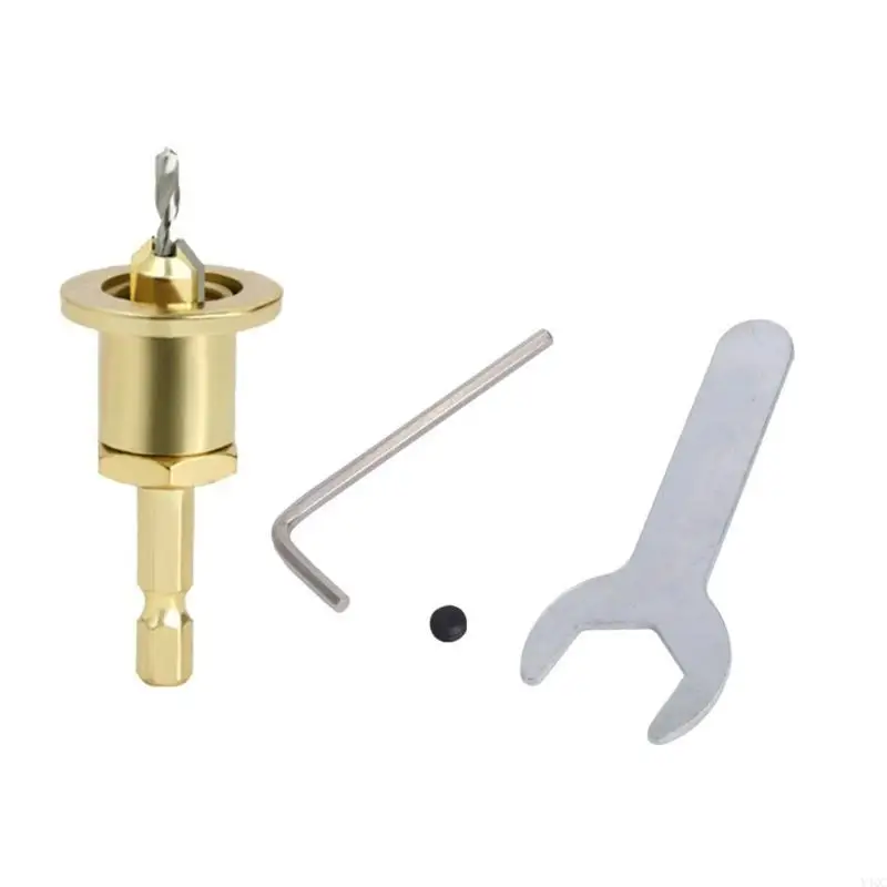 Adjustable Depth Stop Countersink Drill Bit with 1/4Inch Hexagonal Shank and Alloy Head for Woodworking Precisions Tool Y4QC