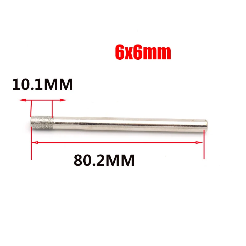 

1pc Cylindrical Diamond Burr Grinding Head 6mm Shank Extended Jade Grinding Bit Trimming Polishing Points Dremel Rotary Tool