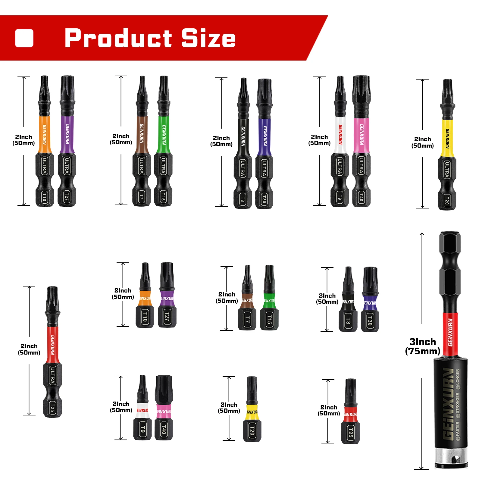Geinxurn Torx Impact Screwdriver Bits Set, 1