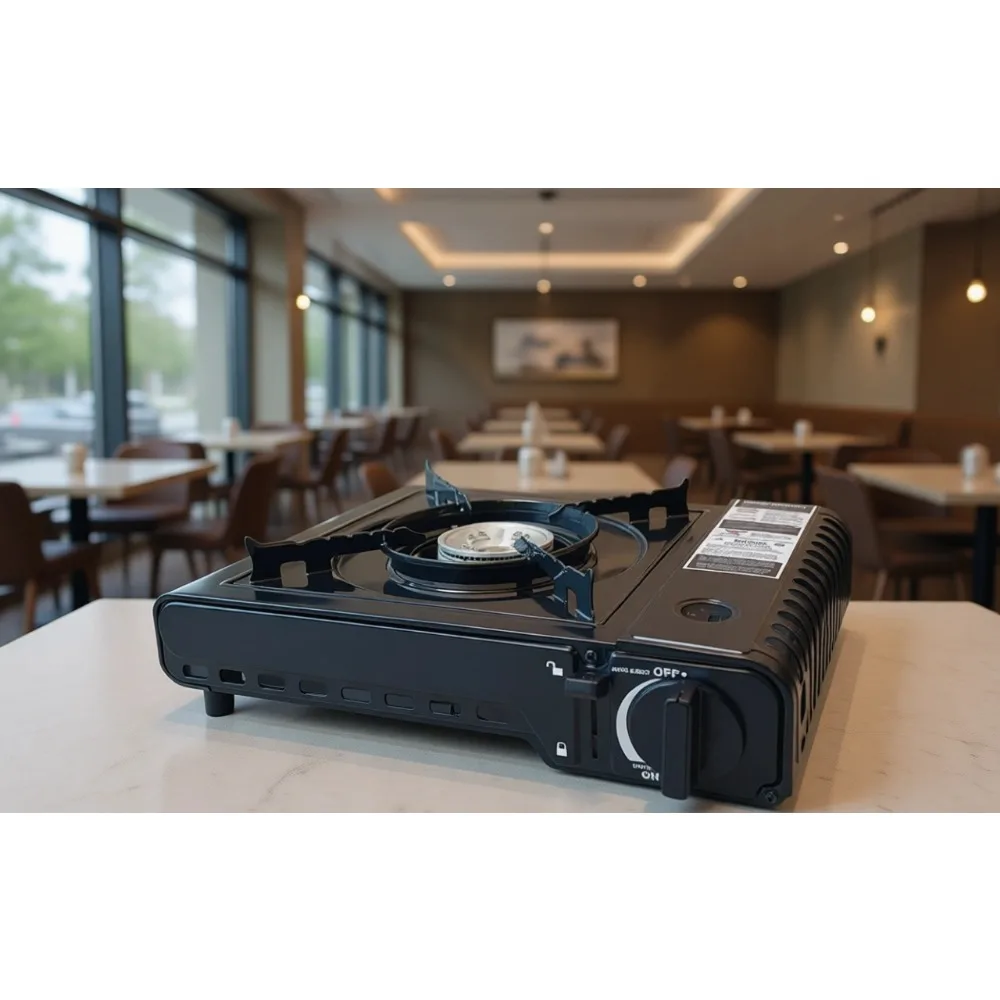 

Portable Butane Stove 9K 10K BTU Single Burner Outdoor Indoor Camping Tailgating Catering Cooktop