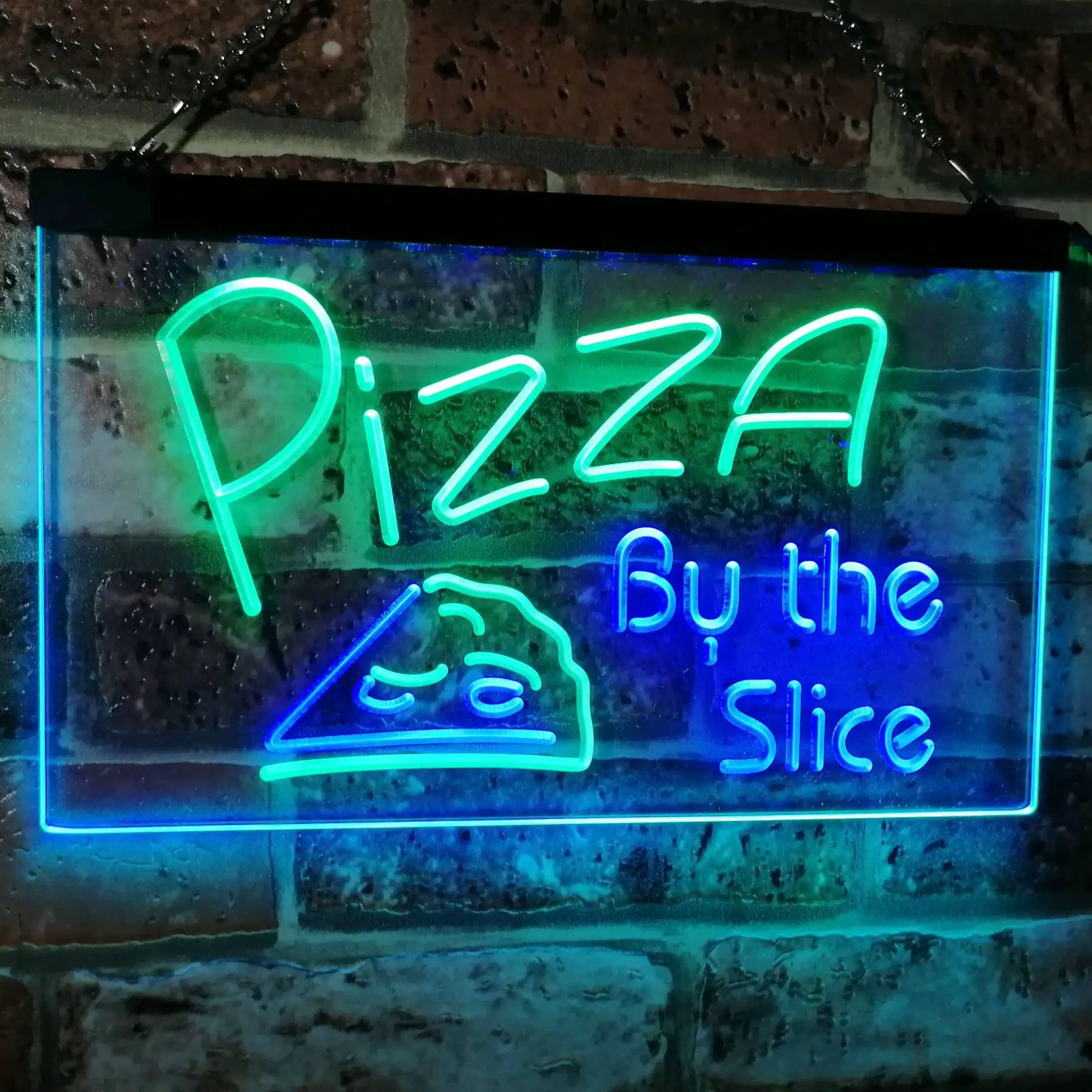 Pizza durch Die Scheibe Shop Display Werbung Decor Dual Farbe LED Neon Zeichen