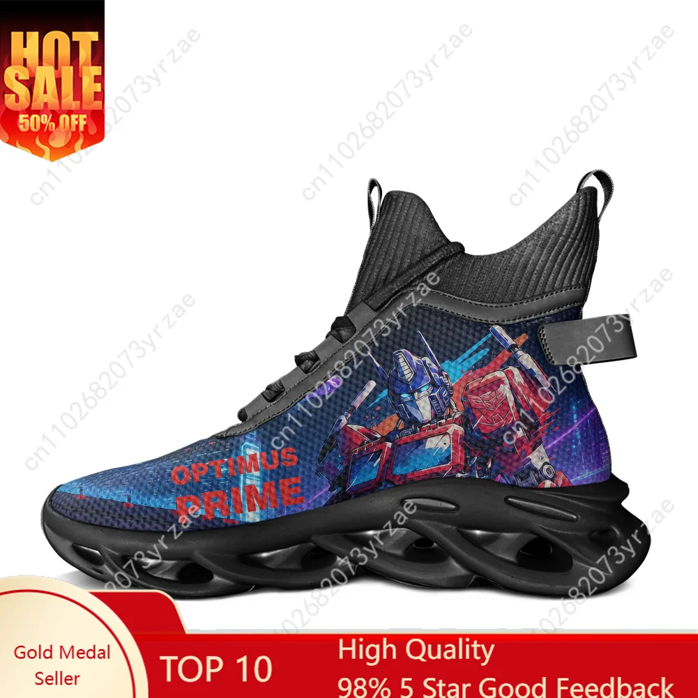 

Кроссовки Optimus Prime High Top Flats для мужчин и женщин, спортивная обувь высокого качества, сетчатая обувь на шнуровке, обувь на заказ