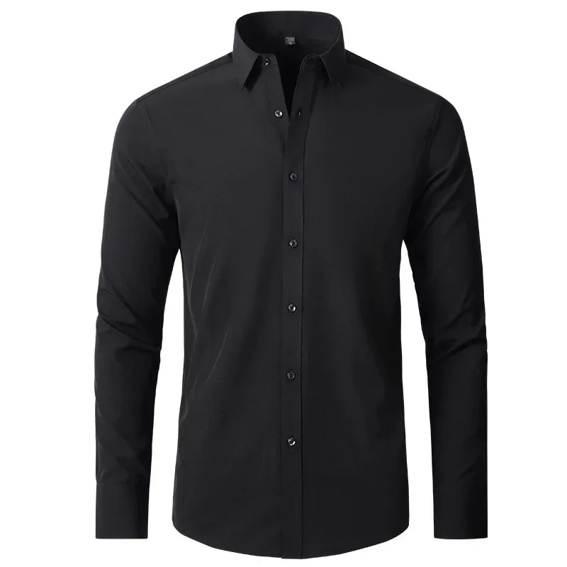 

Men's Stretch Business Formal Dress long sleeve Shirts Non-Iron Slim Fit Fashion Blouse Luxury Social Shirts For Men 2024 New