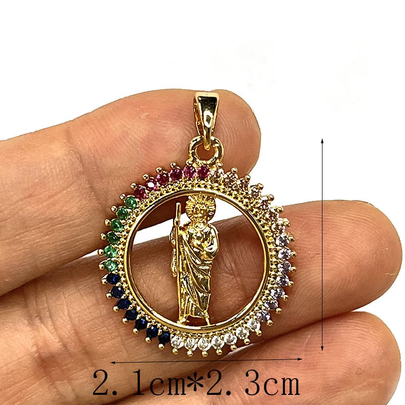 

5 Pcs/Lot Copper Charm Saint Jude Round pendants As Gifts Or Necklace Earring Making Unisex Religious Jewelry Gift