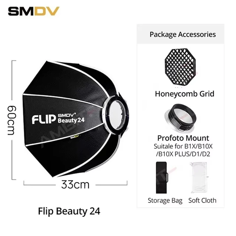 SMDV Flip Beauty 20 24 Snel los te maken parabolische sterke reflecterende beauty-diffuser voor Bowens Elinchrom Broncolor flitserbevestiging