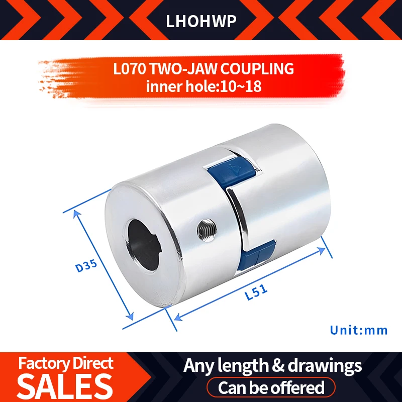 1PC L070 Claw Coupling D35L51 Two Claws Bore 10/12/14/15/16/17/18mm Plum Coupling Servo Motor Coupling High Torque