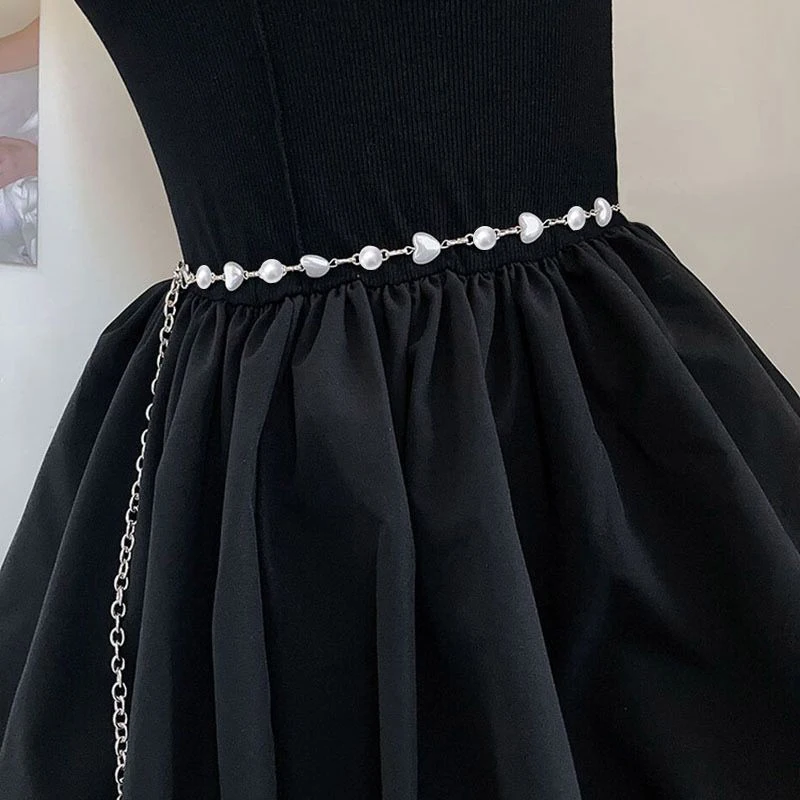 Fashion Elegant Women Pearl Waist Belt Female Girls Dress Heart Pearl Waist Chain Decoration Waistband Wedding Accessories