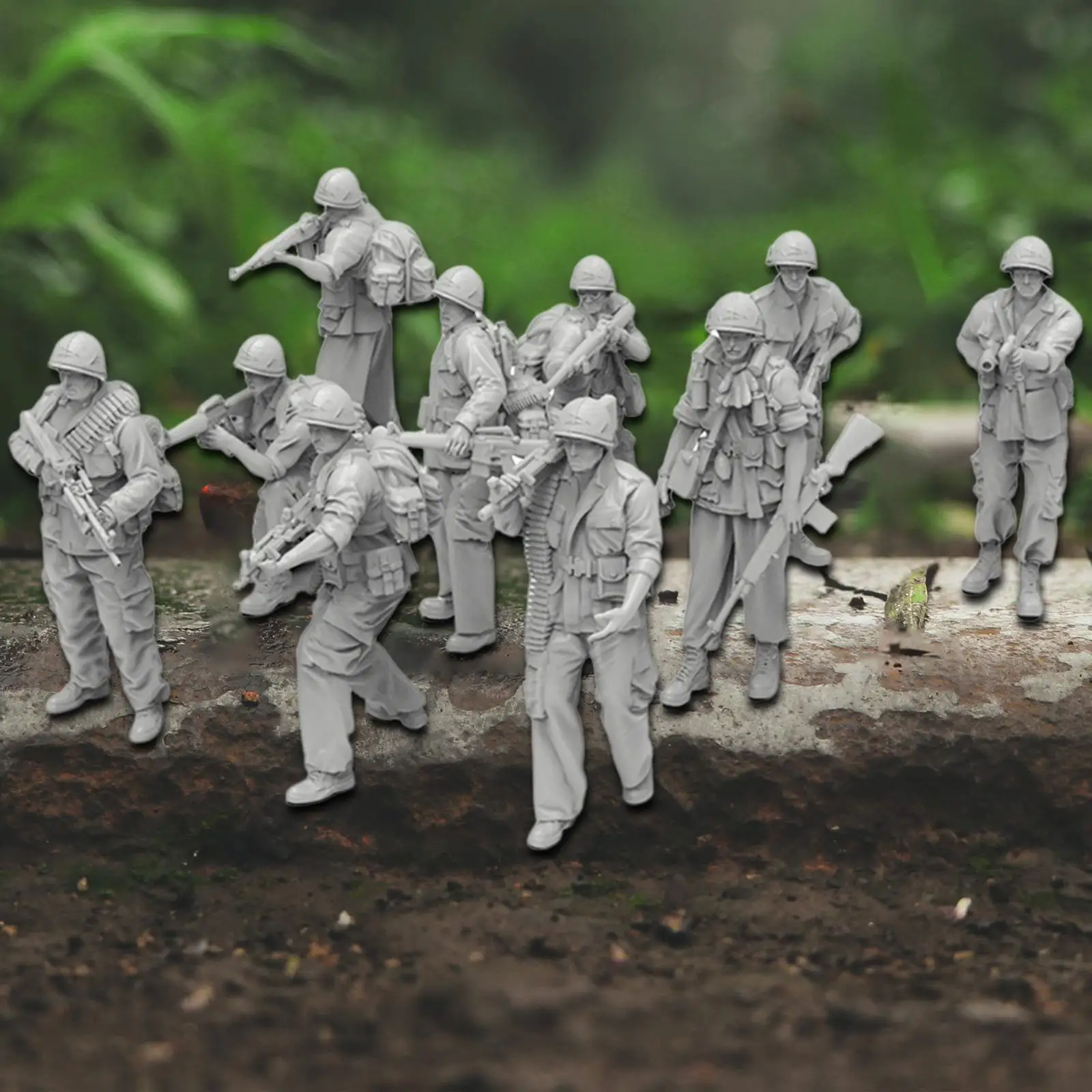 

10x Soldier Figure Models 1:35 5cm DIY Painting Assembly Playset Toys Diorama Layout for Games Crafts Sand Table Miniature Scene