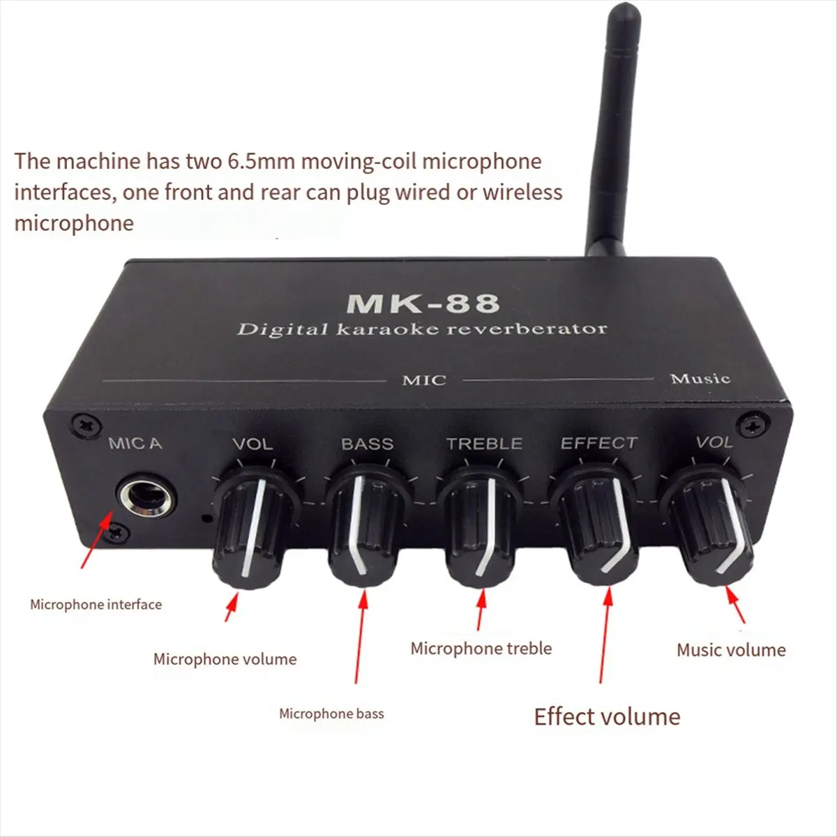 Y60A NEW-MK-88 6.5mm Microphone Reverb Effect Bluetooth Coaxial Decoder Stereo Preamplifier Audio Amplifier Mixing Board