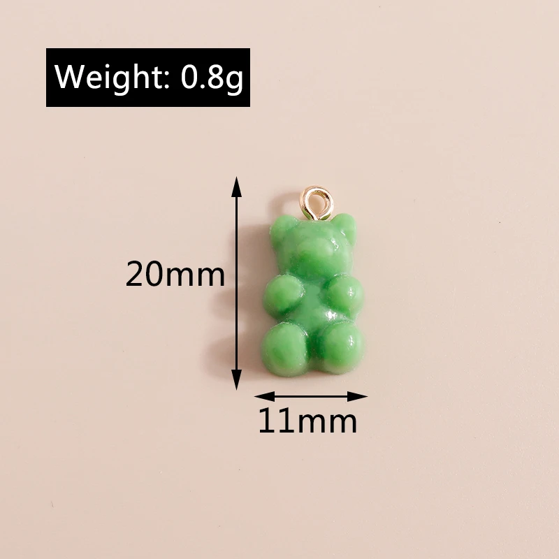 30pcs 11x20mm Cute Candy Colors Resin Bear Charms for Making Earrings Pendants Necklaces Bracelets DIY Crafts Jewelry Findings