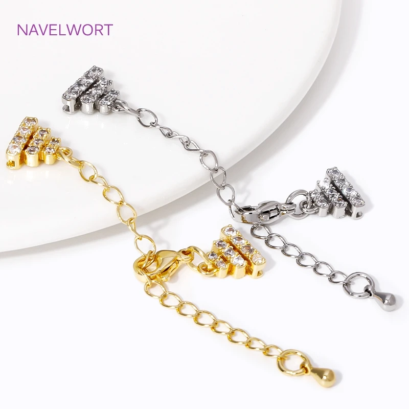 1/2Pcs/Lot 68mm 18K Gold Plated Brass Extension Chain Tail Chain Lobster Clasps Connector For DIY Jewelry Making Accessories