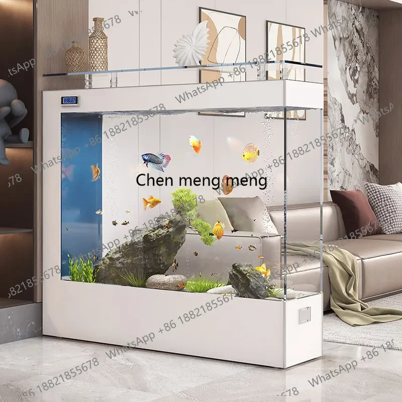 

L185 Light luxury fish tank living room household medium and large ultra-white glass floor-to-ceiling ecological aquarium partit
